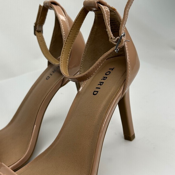 New Torrid Stiletto Heels Nude Patent Bow Square Toe Ankle Strap 7.5WW 17229919 - Picture 11 of 14